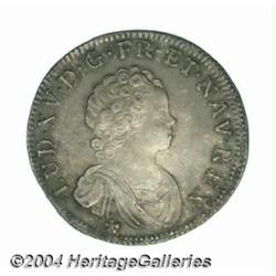 Louis XV 1/4 ecu Vertugadin 1716W,Young bust
