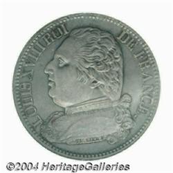 Louis XVIII 5 francs 1814B, Bust left/Crowned