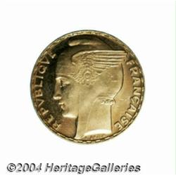 Republic gold 100 francs 1935, Winged head of