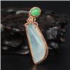 Image 1 : 18K Gold Inlay Natural Jadeite Diamond Pendant w Certificate