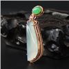 Image 2 : 18K Gold Inlay Natural Jadeite Diamond Pendant w Certificate