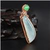 Image 3 : 18K Gold Inlay Natural Jadeite Diamond Pendant w Certificate