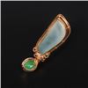 Image 4 : 18K Gold Inlay Natural Jadeite Diamond Pendant w Certificate