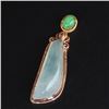 Image 5 : 18K Gold Inlay Natural Jadeite Diamond Pendant w Certificate