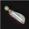 Image 6 : 18K Gold Inlay Natural Jadeite Diamond Pendant w Certificate