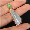 Image 7 : 18K Gold Inlay Natural Jadeite Diamond Pendant w Certificate