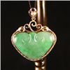 Image 1 : 18K Gold Inlay Natural Jadeite And Diamond Ruyi Pendant w Certificate