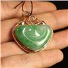Image 5 : 18K Gold Inlay Natural Jadeite And Diamond Ruyi Pendant w Certificate