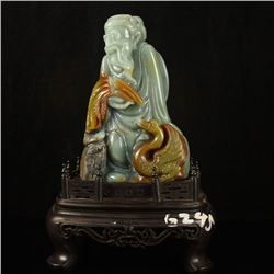 Superb Chinese Shoushan Stone Statue - Old Man & Goose,Certificate
