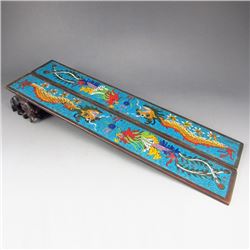 A Pair Chinese Bronze Cloisonne Dragon Phoenix Paperweight
