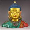Image 1 : Nepal Gold-plating Bronze Inlay Turquoise & Agate Buddha Statue