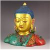 Image 3 : Nepal Gold-plating Bronze Inlay Turquoise & Agate Buddha Statue