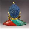 Image 4 : Nepal Gold-plating Bronze Inlay Turquoise & Agate Buddha Statue