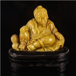 Hand Carved Chinese Natural Shoushan Stone Statue - Old Man
