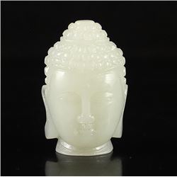 Chinese Hetian Jade Buddha Head Pendant
