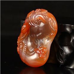 Chinese Nanhong Agate Pendant - Beautiful Girl W Certificate