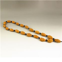 Chinese Olive Nut Carved Arhat Necklace