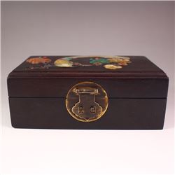 Chinese Zitan Wood Inlay Shells Jewelry Box