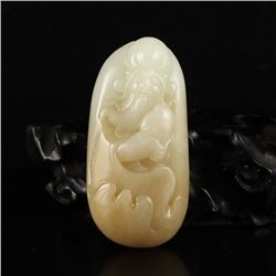 Chinese Hetian Jade Pendant - Longevity Taoism Deity