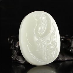 Chinese Hetian Jade Kwan-yin Pendant