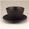 Image 1 : Japanese Black Iron Carved Tea Cup & Tea Plate