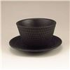 Image 2 : Japanese Black Iron Carved Tea Cup & Tea Plate