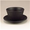 Image 3 : Japanese Black Iron Carved Tea Cup & Tea Plate