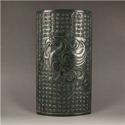 Chinese Green Hetian Jade Paperweight