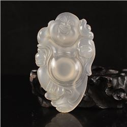 Chinese Natural Agate Laughing Buddha Pendant
