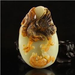 Chinese Natural Jade Pendant- Eagle & Fish