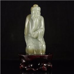 Superb Chinese Hetian Jade Statue - Longevity Old Man