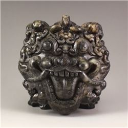 Vintage Chinese Jade Belt Buckle W Fortune Beast