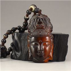 Vintage Chinese Ox Horn Kwan-yin Pendant