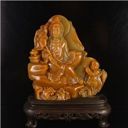Chinese Shoushan Stone Statue - Kwan-yin