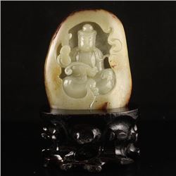 Chinese Hetian Jade Kwan-yin Statue