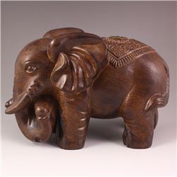 Chinese Chenxiang Wood Statue - Fortune Elephant