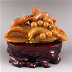 Chinese Shoushan Stone Statue - Buddha's-hand & Monkey King
