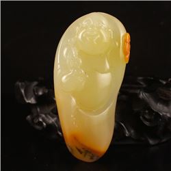 Chinese Natural Jade Pendant - Laughing Buddha