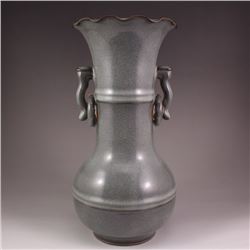 Chinese Long Quan Kiln Porcelain Double Rings Vase