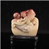 Image 1 : Superb Chinese Shoushan Stone Statue w Dragon & Ball