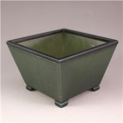 Chinese Green Hetian Jade Square Incense Burner