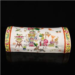 Beautiful Chinese Famille Rose Porcelain Pillow w Lucky Design