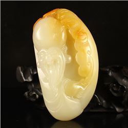 Chinese Natural Jade Pendant - Longevity Taoism Deity