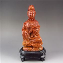 Chinese Shoushan Stone Ruyi Kwan-yin Statue