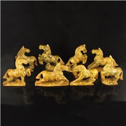 A Set Chinese Natural Jade Statue - Eight Horses