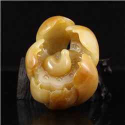 Chinese Hetian Jade Pendant - Lotus Flower Buddha