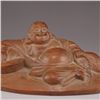 Image 5 : Chinese Boxwood Hard Wood Statue - Laughing Buddha