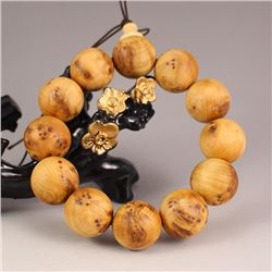 19 mm Chinese Natural Thuja Sutchuenensis Wood Beads Bracelet