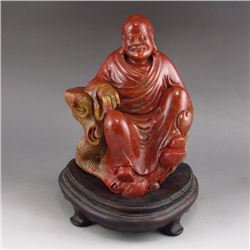 Chinese Shoushan Stone Arhat Statue