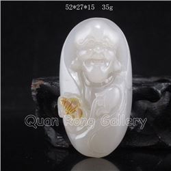 Chinese Hetian Jade Pendant - Buddhism Arhat
